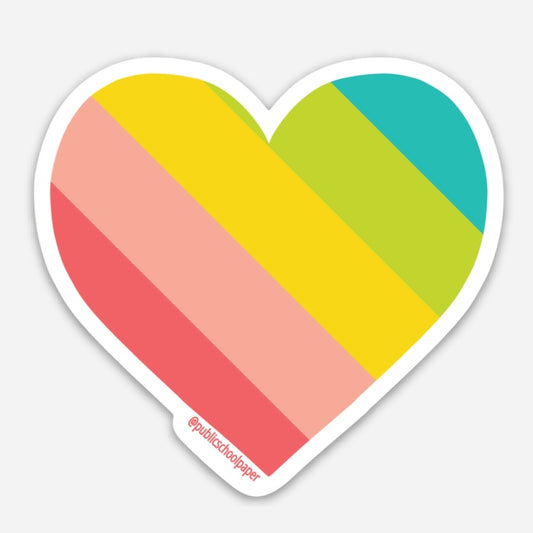 Stripe Heart Vinyl Sticker