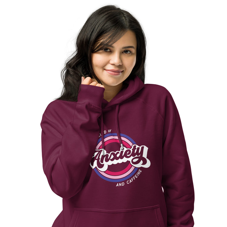 Anxiety & Caffeine Unisex eco raglan hoodie